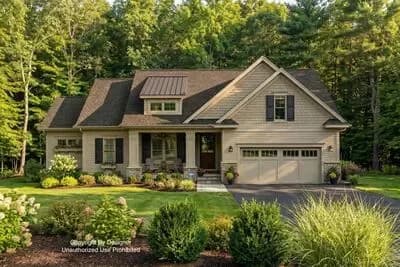 Attractive New American House Plan Offering One Level Living and Lower Level Expansion
