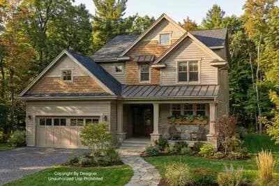 4 Bed Traditional House Plan with Laundry Upstairs and a Main Floor Den or Home Office