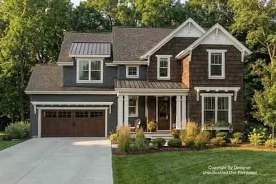 4 Bed Craftsman House Plan with Corner Home Office