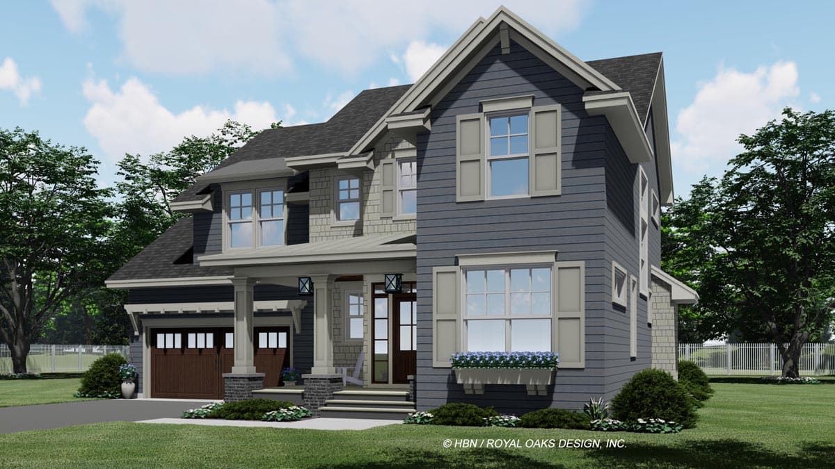 Plan 14726RK: 4 Bed Shingle and Clapboard House Plan with Corner Home Office - Image #4 - New American, Traditional
