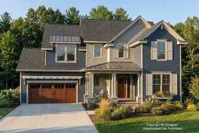 4 Bed Shingle and Clapboard House Plan with Corner Home Office