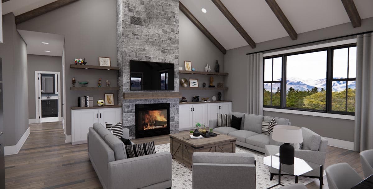 Plan 14742RK: New American Home Plan with 3 Clustered Bedrooms and a Vaulted Great Room and Kitchen - Image #8 - Cottage, Country, Craftsman, Farmhouse, Modern Farmhouse, New American, Ranch