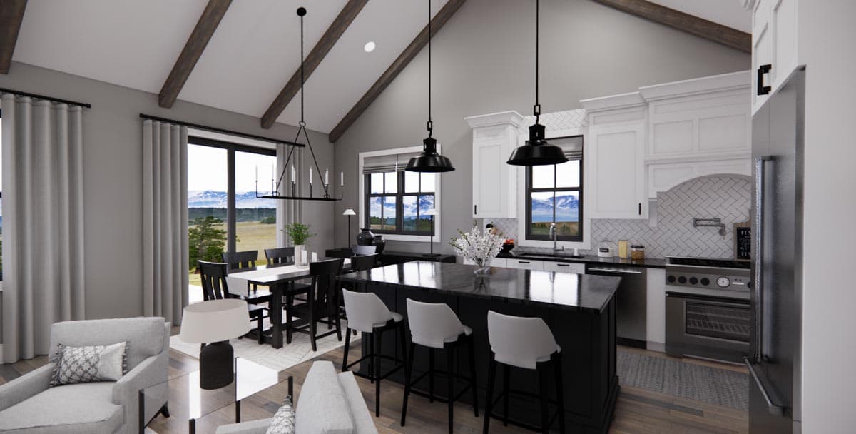 Plan 14742RK: New American Home Plan with 3 Clustered Bedrooms and a Vaulted Great Room and Kitchen - Image #9 - Cottage, Country, Craftsman, Farmhouse, Modern Farmhouse, New American, Ranch