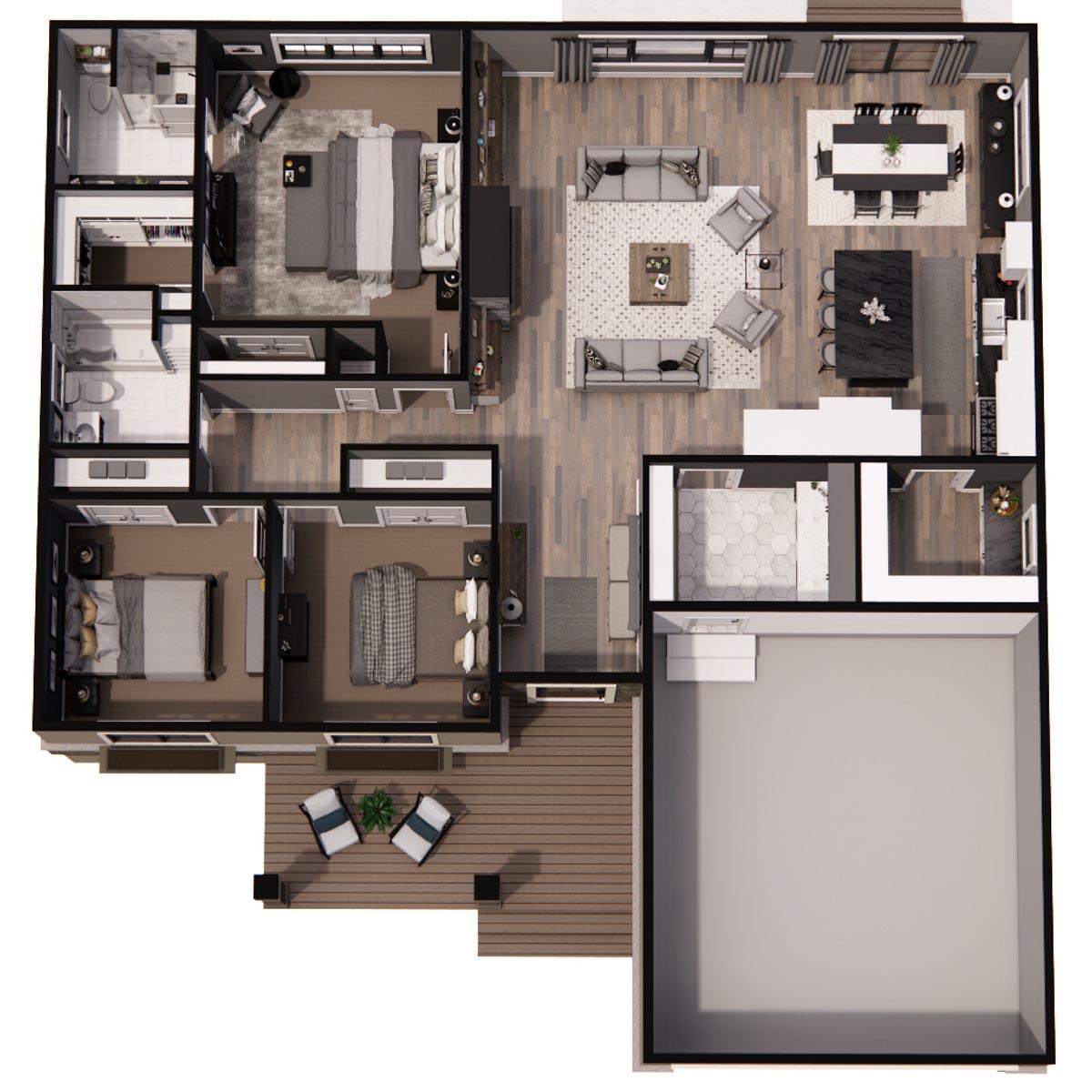 Plan 14743RK: Craftsman Country Ranch Home Plan with 3 Clustered Bedrooms and a Vaulted Living Space - Image #44 - Country, Craftsman, Northwest, Ranch