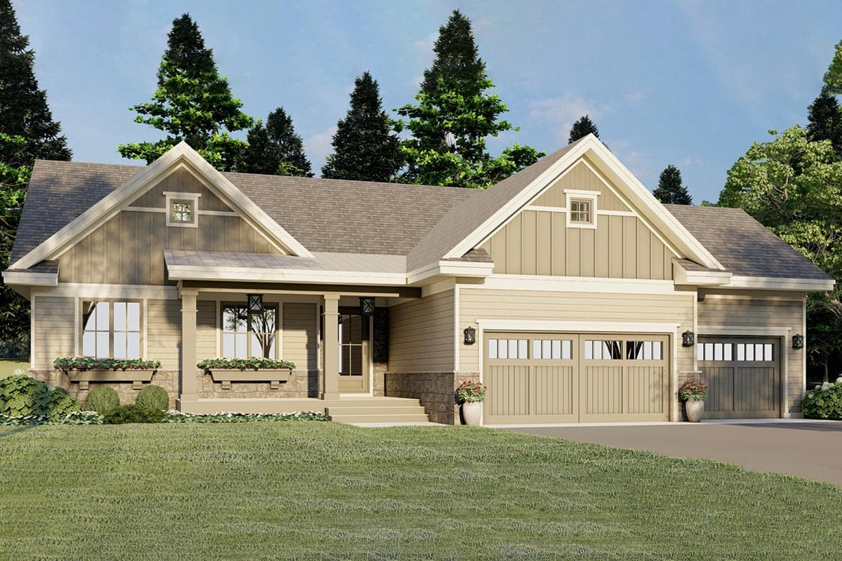 Plan 14743RK: Craftsman Country Ranch Home Plan with 3 Clustered Bedrooms and a Vaulted Living Space - Image #7 - Country, Craftsman, Northwest, Ranch