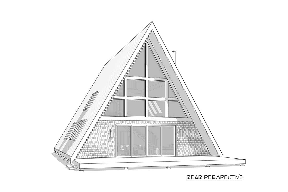 Plan 270047AF: Modern A-Frame with Ladder-Accessible Third Story Loft - 2025 Sq Ft - Image #6 - A-Frame, Cabin, Contemporary, Mountain, Rustic, Vacation