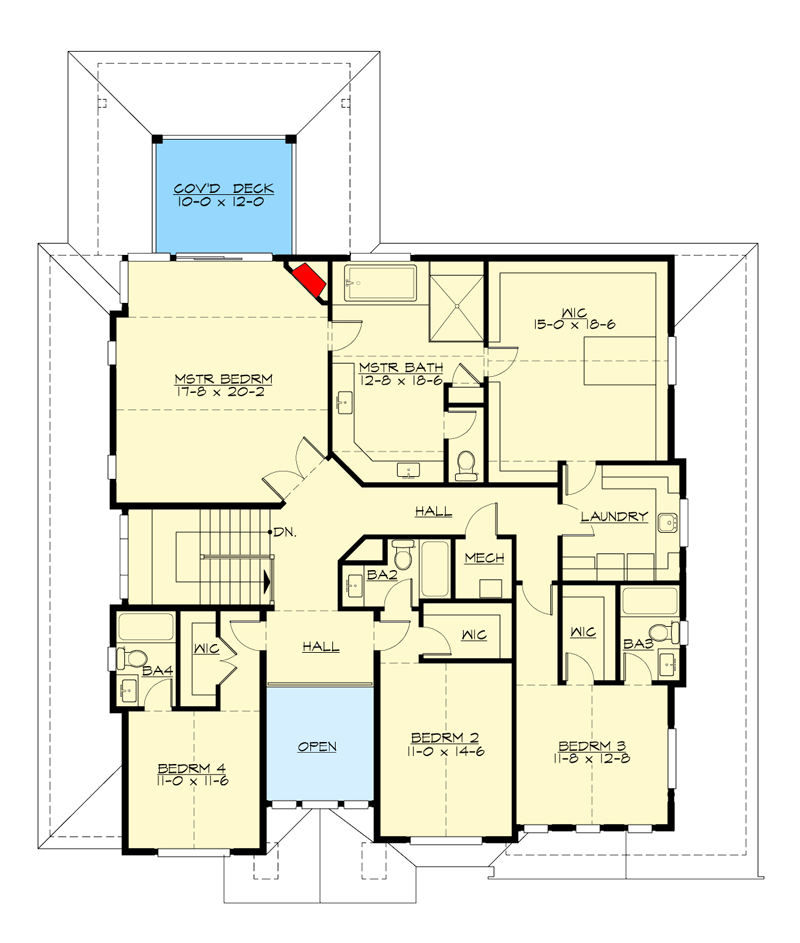 Plan 23914JD: Multi-Gabled 6-Bedroom Craftsman Home Plan on a Walkout Basement - Floor Plan - 2nd Floor - Craftsman, New American, Northwest