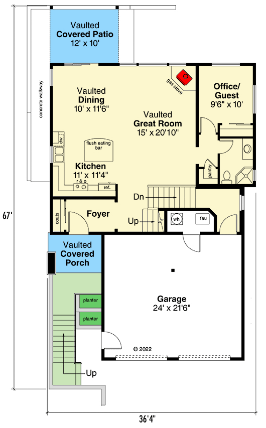 Plan 72307DA: Modern Split Level House Plan with Street Level Garage - Floor Plan - Main Level - Contemporary, Modern, Northwest