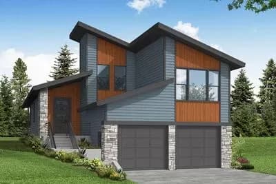 Modern Split Level House Plan with Street Level Garage