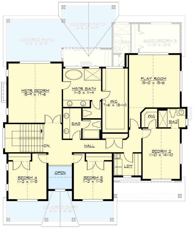 Plan 23916JD: New American Farmhouse with Upstairs Bedrooms, Laundry and Playroom - Architectural Designs - Floor Plan - 2nd Floor - Country, Modern Farmhouse, New American, Northwest, Transitional