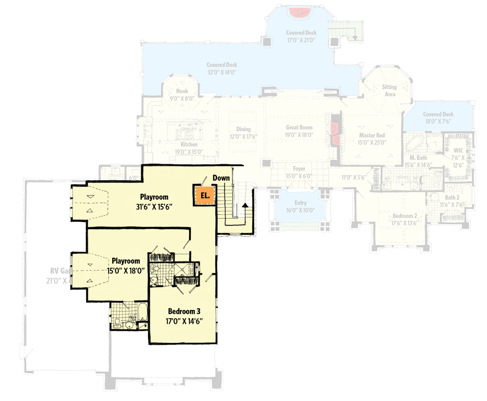 Plan 12970KN: Luxury Mountain Craftsman Home Plan with RV Bay and Walk-out Basement - Floor Plan - Second Level - Country, Craftsman, Mountain, Rustic