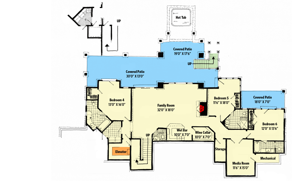 Plan 12970KN: Luxury Mountain Craftsman Home Plan with RV Bay and Walk-out Basement - Floor Plan - Lower Level - Country, Craftsman, Mountain, Rustic