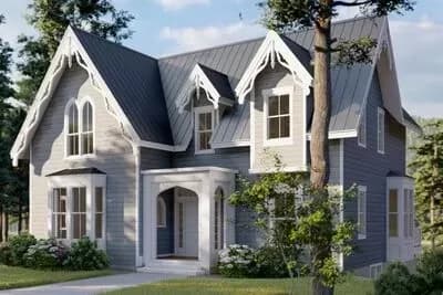 Victorian Cottage Plan with Screened Porch and Library