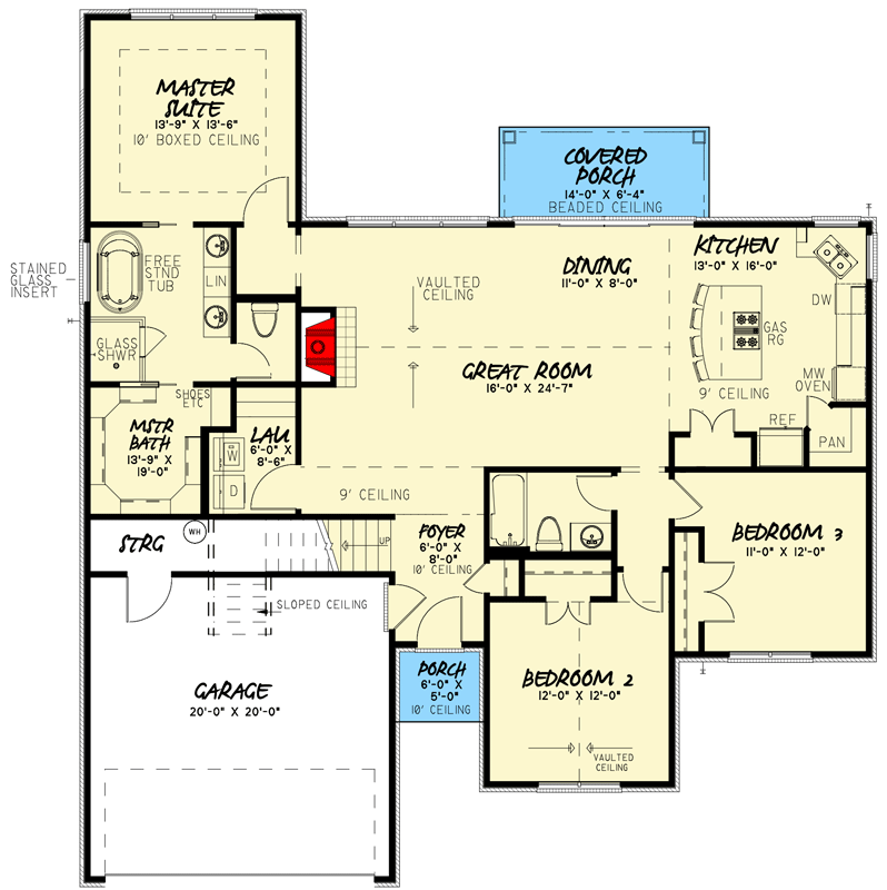 Plan 70725MK: 3 Bed Traditional House Plan with Vaulted Great Room and Expansion Above the Garage - 1687 Sq Ft - Floor Plan - Main Level