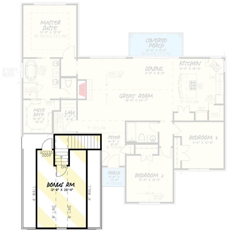 Plan 70725MK: 3 Bed Traditional House Plan with Vaulted Great Room and Expansion Above the Garage - 1687 Sq Ft - Floor Plan - Optionally Finished Bonus Room