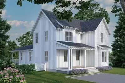 Country Farmhouse Plan with Loft and First-floor Owner's Suite