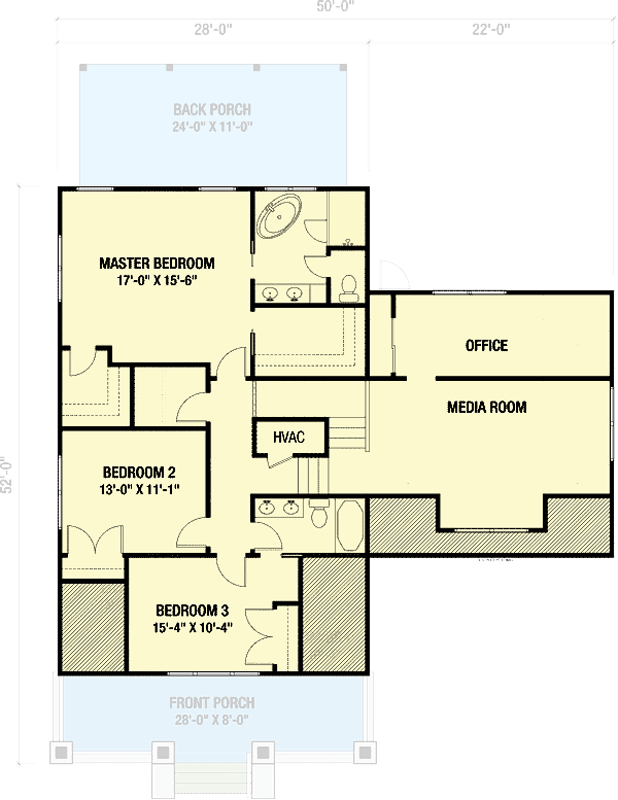 Plan 50210PH: Craftsman Cottage with Attached Garage and Upstairs Home Office - Floor Plan - 2nd Floor - Bungalow, Cottage, Country, Craftsman, Northwest