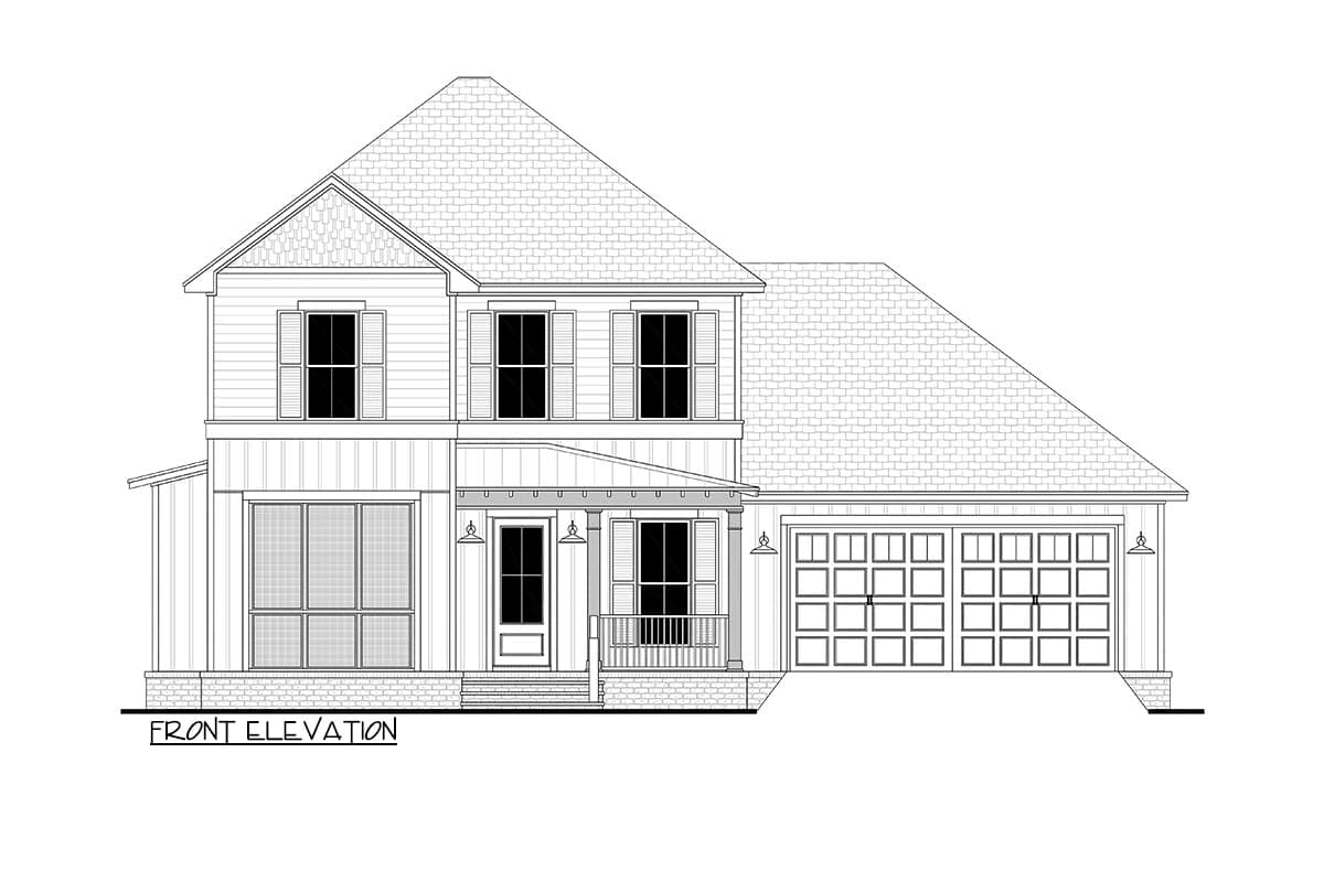 Plan 51884HZ: 2-Story Country Farmhouse with Large Upstairs Play Room - Image #5 - Colonial, Farmhouse, Low Country, Modern Farmhouse, Southern, Southern Traditional
