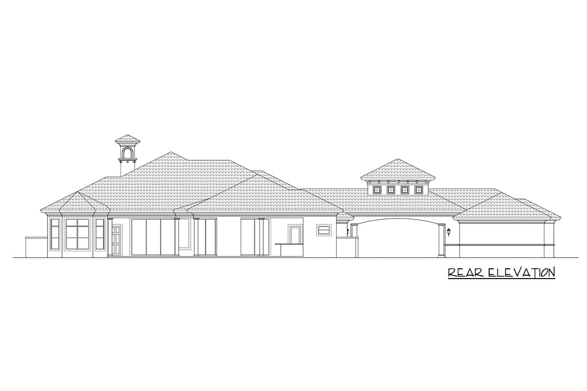 Plan 65752BS: Mediterranean-style Florida Home Plan with Porte-Cochere and Parking for 5 Cars - Image #4