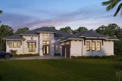 Modern Mediterranean House Plan with Covered Lanai