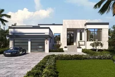 4-Bed Mid-century Modern House Plan with Rear Covered Lanai
