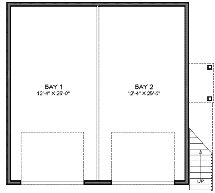 Plan 50213PH: Garage Apartment with 1 Bed, 2 Cars and Laundry Upstairs - Floor Plan - Main Level - Carriage, Cottage, Country, Craftsman