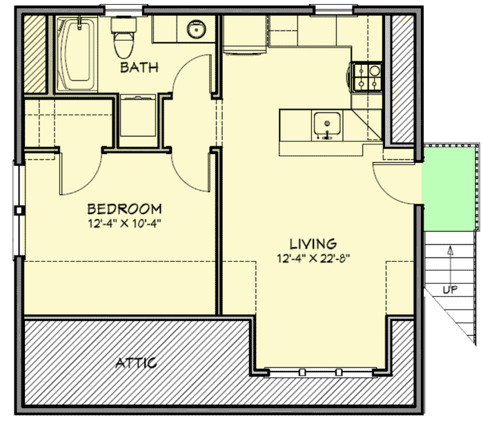 Plan 50213PH: Garage Apartment with 1 Bed, 2 Cars and Laundry Upstairs - Floor Plan - 2nd Floor - Carriage, Cottage, Country, Craftsman