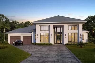 Contemporary Florida House Plan with Split-bed Layout