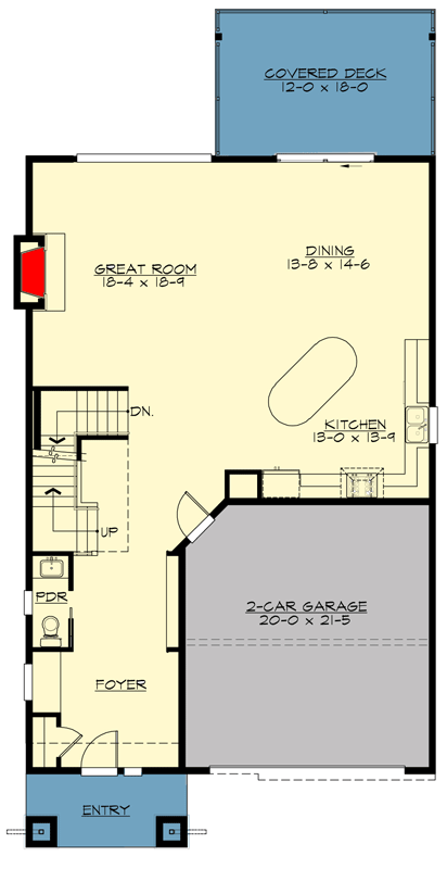 Plan 23917JD: Contemporary Mid-Century Modern Home Plan with Walkout Basement - Floor Plan - Main Level - Contemporary, Mid Century Modern, Modern, Northwest, Prairie