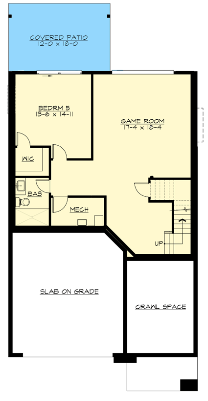 Plan 23918JD: 5-Bed Modern Home Plan with a Game Room in the Walkout Basement  - Floor Plan - Lower Level - Contemporary, Mid Century Modern, Modern, Northwest