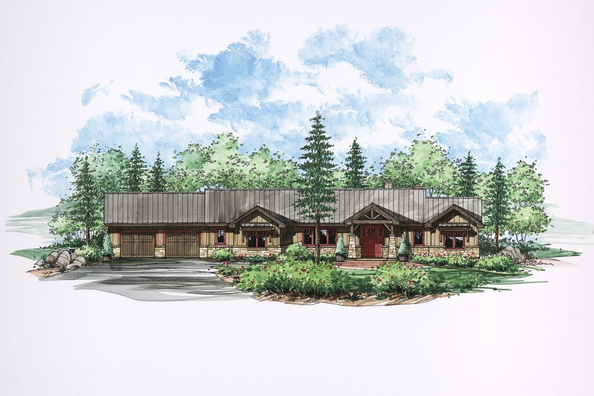 Plan 333004JHB: Hill Country Craftsman Plan with Drive-through Tandem Garage - 2497 Sq Ft - Image #26 - Craftsman, Hill Country, New American, Ranch
