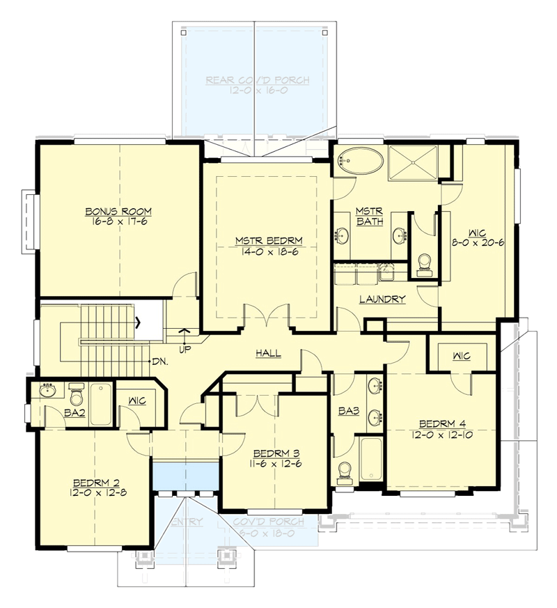 Plan 23922JD: New American Craftsman Plan with Home Office and Bonus Room - Floor Plan - 2nd Floor - Contemporary, Country, Craftsman, New American, Northwest, Traditional