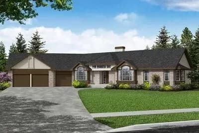 Angled Craftsman Ranch with Circular Traffic Flow