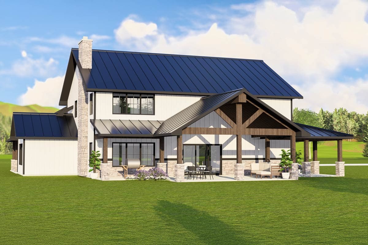 Plan 135078GRA: Barndominium-Style with Massive Garage, Wraparound Porch and 2-tory Living Room - 2840 Sq Ft - Image #6 - Barndominium, Country, Rustic, Traditional