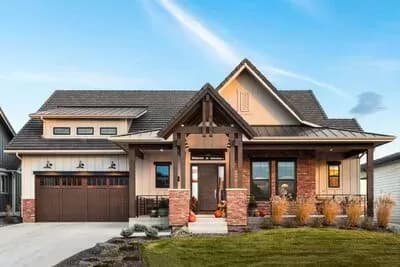 Rustic Craftsman Home Plan with Vaulted Covered Patio