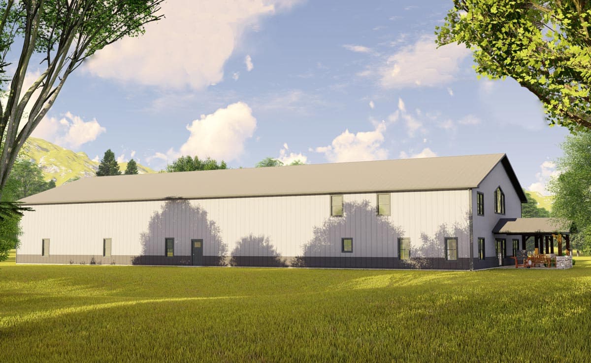 Plan 135079GRA: Shouse with Two-Story Great Room, a Car Show Room and a Home Office - 4491 Sq Ft - Image #4 - Barndominium, Country, Traditional