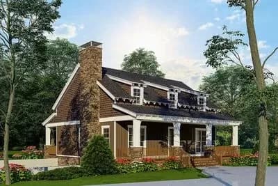 Rustic Country Cottage with 2-Story Great Room and Drive-Under Garage