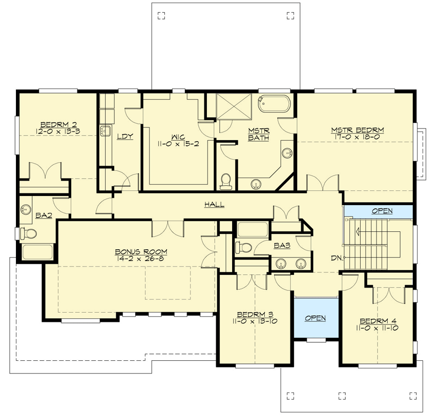 Plan 23925JD: Shingle House Plan Immense Curb Appeal with 4 of 5 Bedrooms Upstairs - Floor Plan - 2nd Floor - Country, Northwest, Shingle