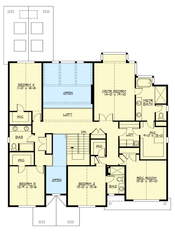 Plan 23928JD: Northwest Craftsman Plan with Den and 3-Car Tandem Garage - Floor Plan - 2nd Floor - Craftsman, Northwest