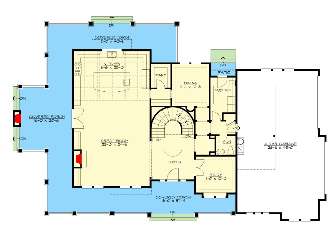 Plan 23930JD: 3-Bed Craftsman House Plan with Cigar / Wine Room - Architectural Designs - Floor Plan - Main Level - Craftsman, Northwest