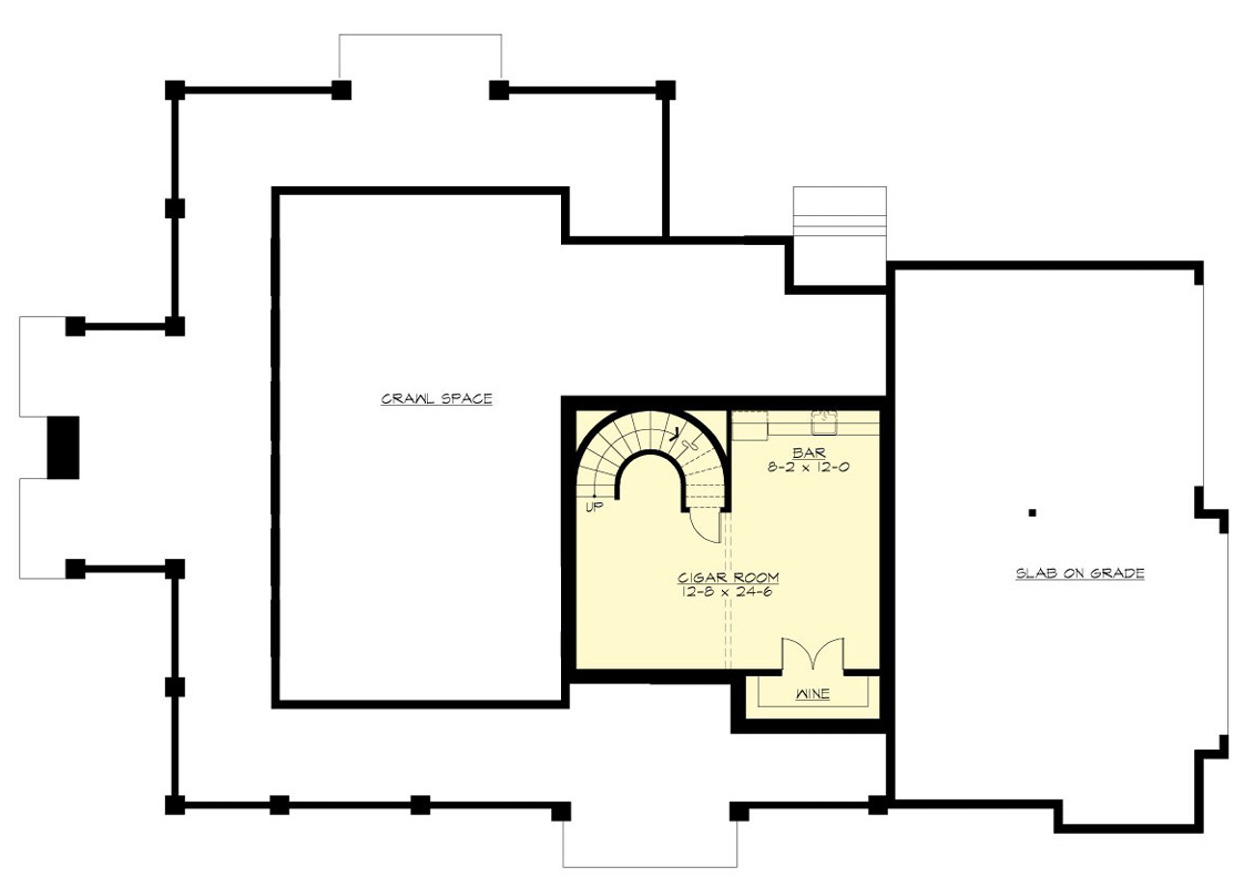 Plan 23930JD: 3-Bed Craftsman House Plan with Cigar / Wine Room - Architectural Designs - Floor Plan - Basement - Craftsman, Northwest