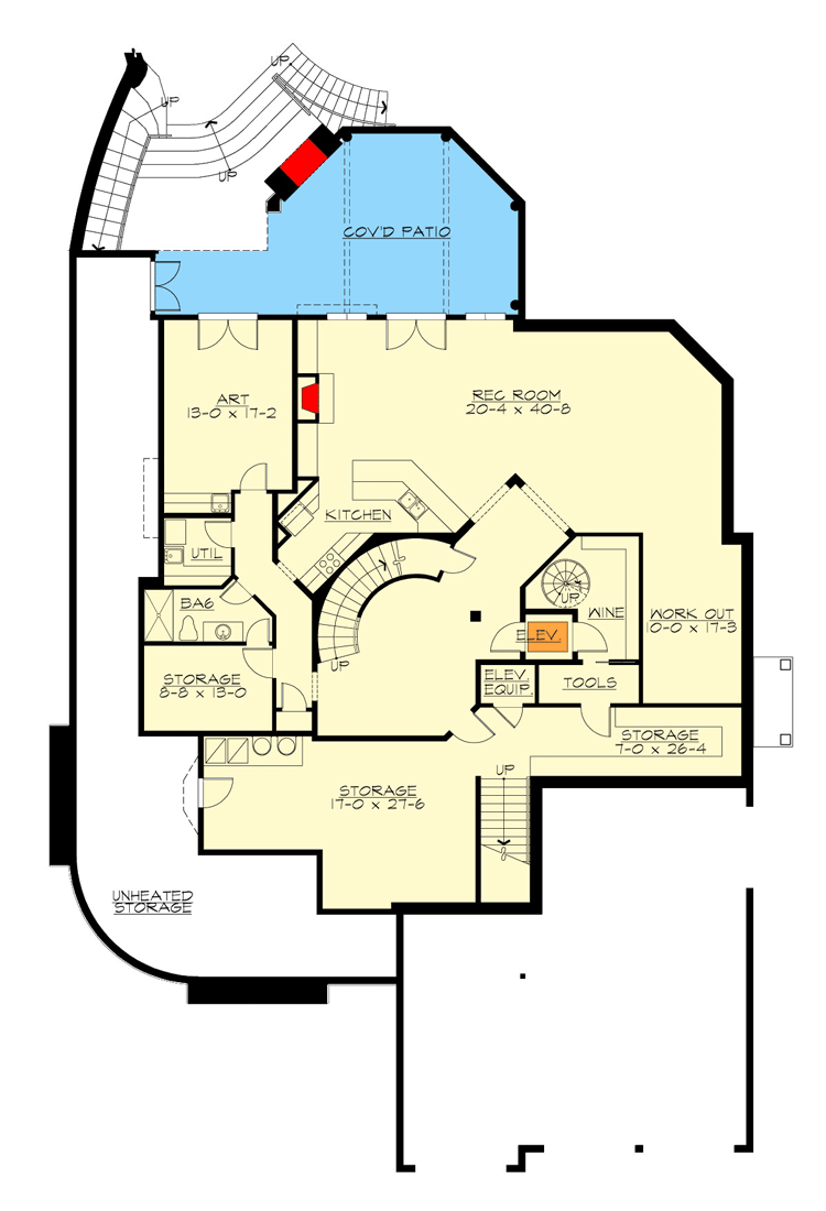 Plan 23931JD: Luxury 5-Bed House Plan with Walkout Basement and Rooftop Deck - Floor Plan - Basement