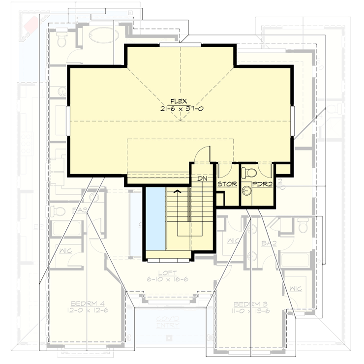 Plan 23933JD: 5-Bed Modern Farmhouse Plan with Third-Floor Bonus Room - 4999 Sq Ft - Floor Plan - 3rd Floor - Contemporary, Country, Craftsman, Farmhouse, Modern Farmhouse, New American, Northwest