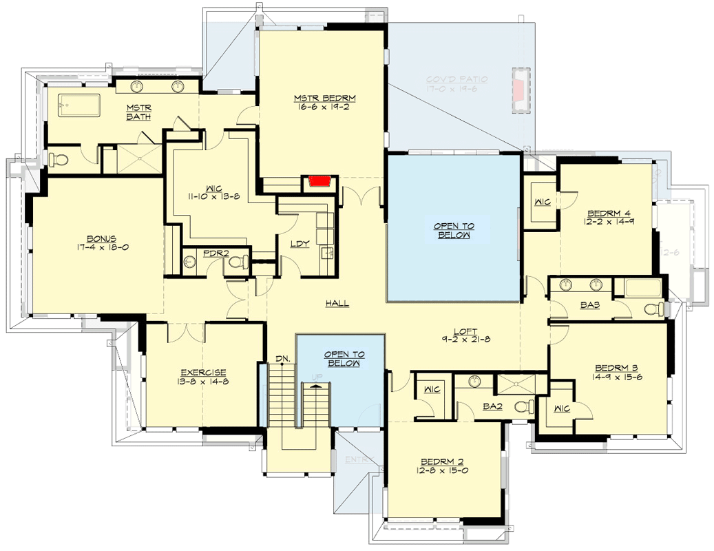 Plan 23937JD: Window-filled Luxury Mid-century Modern House Plan with In-law Suite - Floor Plan - 2nd Floor - Contemporary, Mid Century Modern, Modern, Northwest