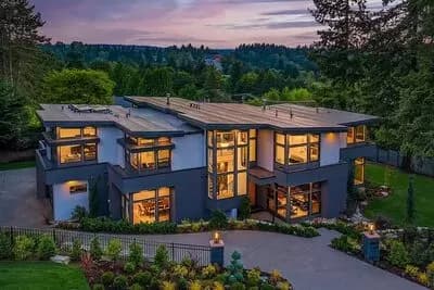 Window-filled Luxury Mid-century Modern House Plan with In-law Suite