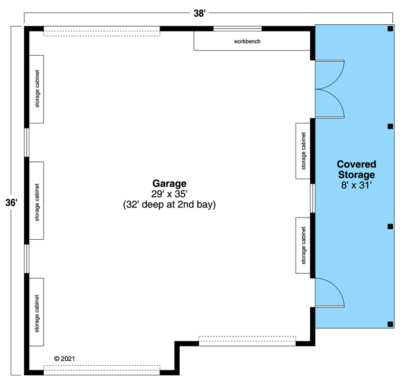 Plan 72313DA: Farmhouse-Style Garage with RV and Standard Vehicle Parking - Floor Plan - Main Level - Farmhouse, New American