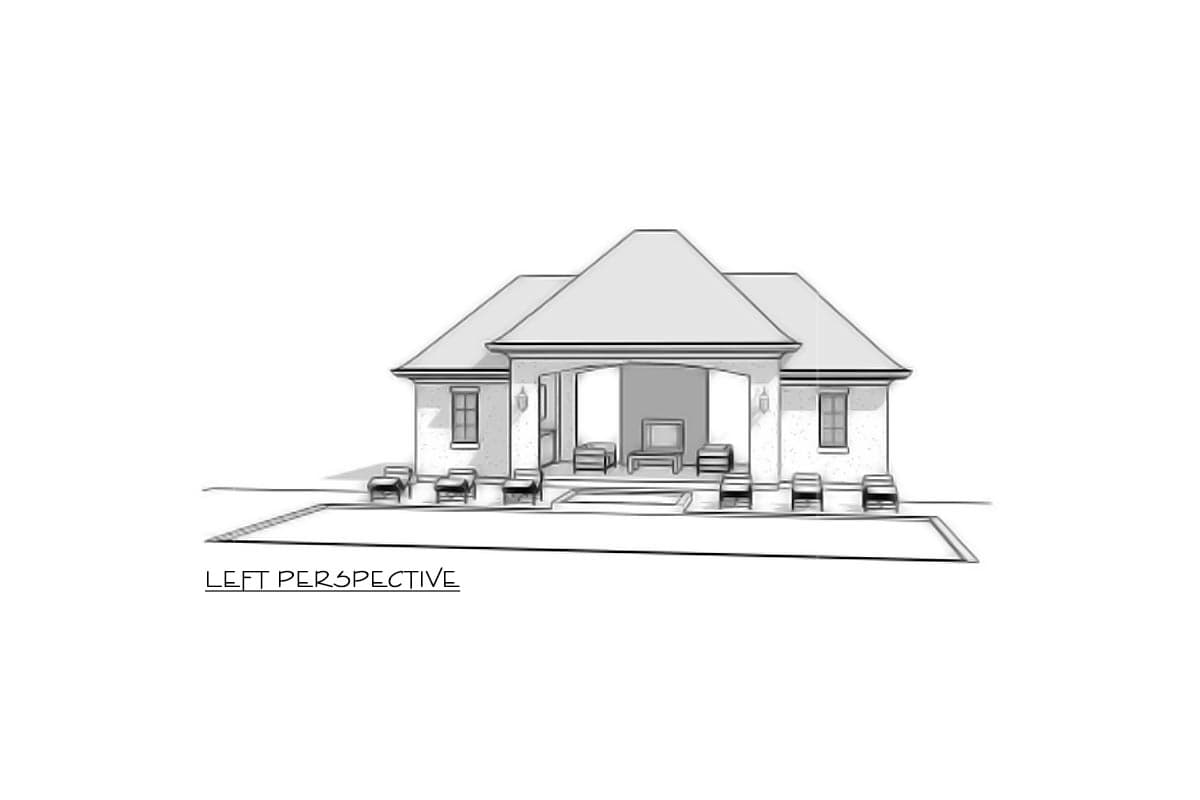 Plan 270051AF: Pool House with Covered Lounge Area and Bath - Image #5 - Acadian, Contemporary, Cottage, Country, European, French Country, Southern