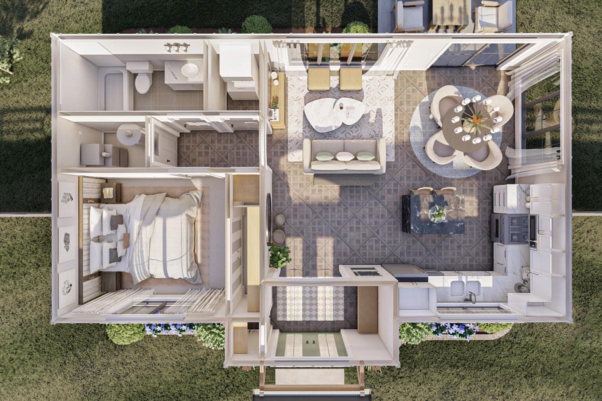 Plan 623069DJ: 1-Bed Casita or ADU under 800 Square Feet - Image #10 - Cottage, Country, Traditional