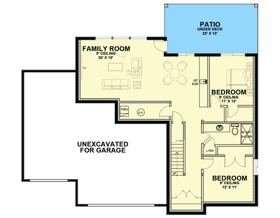 Plan 267002SPK: Modern 2-Story Home Plan with Basement - Floor Plan - Lower Level - Modern, Northwest, Prairie