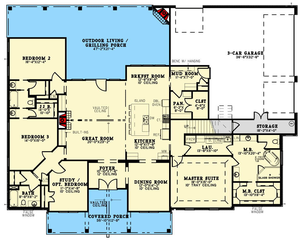 Plan 70730MK: One Story House Plan with Brick, Board and Batten and Attractive Wood Highlights - Floor Plan - Main Level - Acadian, European, French Country, Louisiana-Style, Southern, Traditional